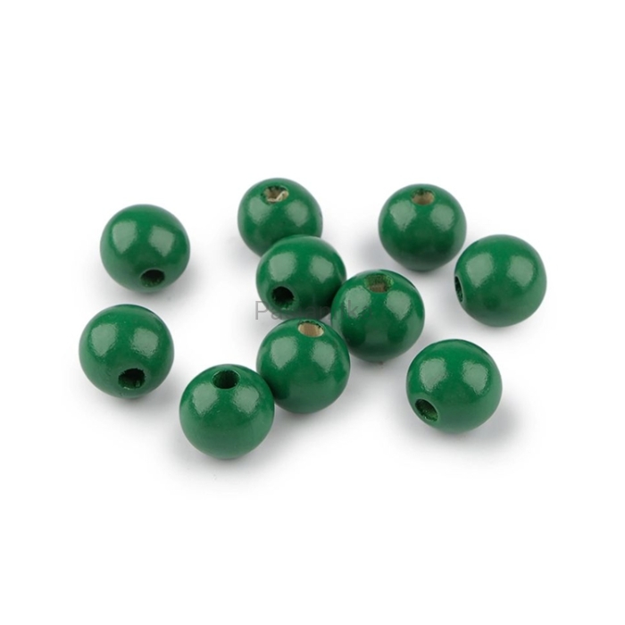 Drewniane koraliki 16 mm / zielony / 10 szt