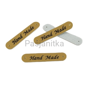 Metka ekoskóra "Hand Made" / 4,8 cm / złoty