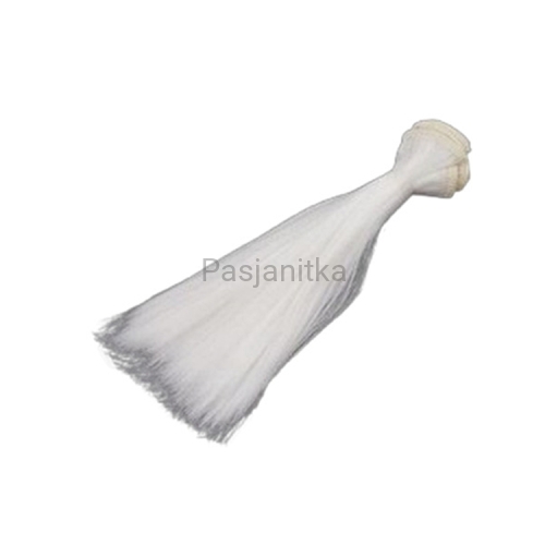 Włosy do lalek 15 cm proste / biały