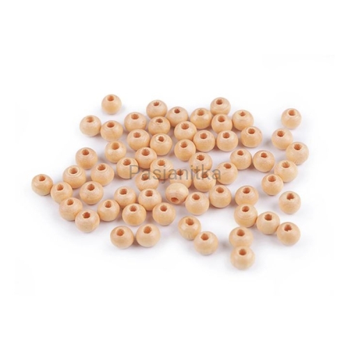 Drewniane koraliki 6 mm / naturalny 10 g
