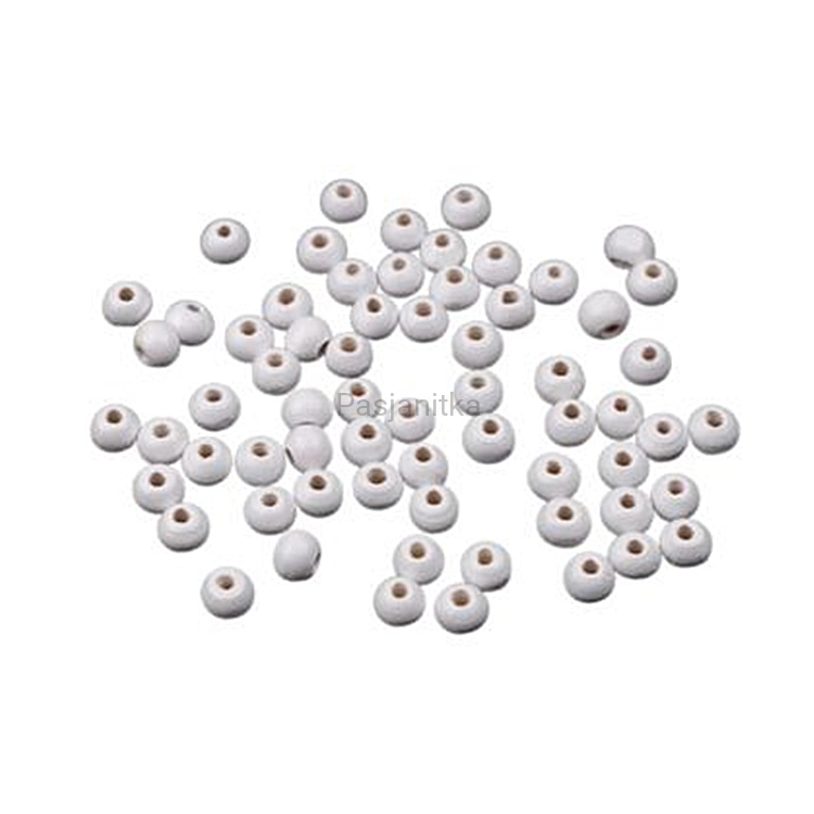 Drewniane koraliki 6 mm / białe 10 g