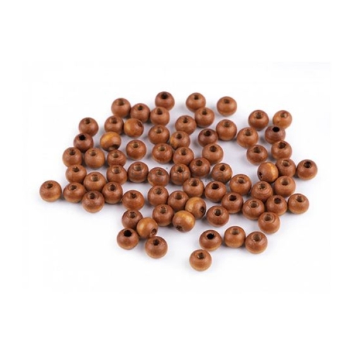 Drewniane koraliki 6 mm / jasny brąz 10 g