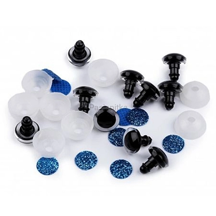 Bezpieczne Oczy brokatowe 12 mm niebieskie