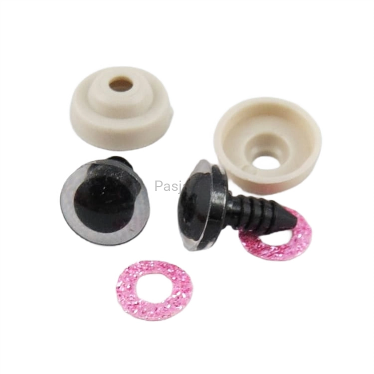 Bezpieczne Oczy brokatowe 12 mm różowe