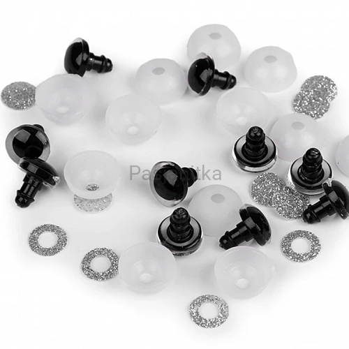 Bezpieczne Oczy brokatowe 12 mm srebrny
