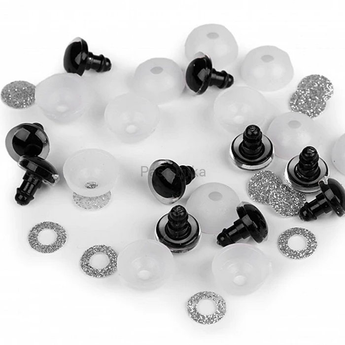 Bezpieczne Oczy brokatowe 12 mm srebrny