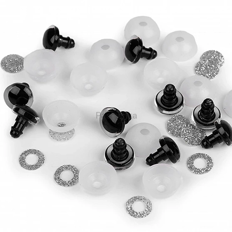 Bezpieczne Oczy brokatowe 12 mm srebrny
