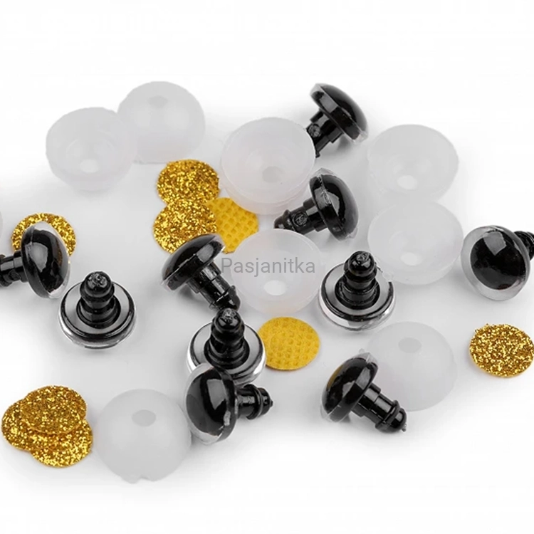Bezpieczne Oczy brokatowe 12 mm złoty
