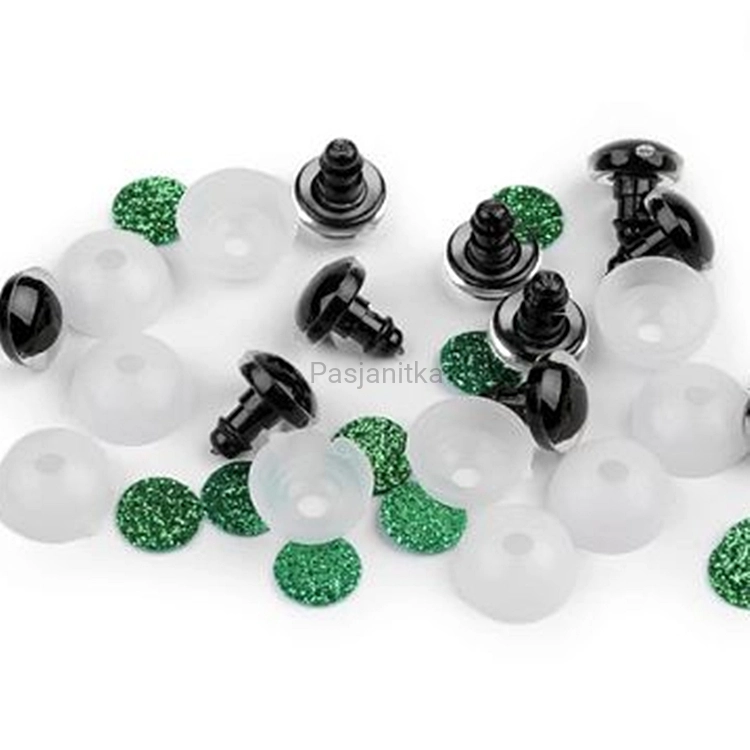 Bezpieczne Oczy brokatowe 12 mm zielone