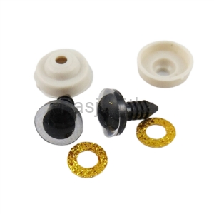 Bezpieczne Oczy brokatowe 12 mm złoty
