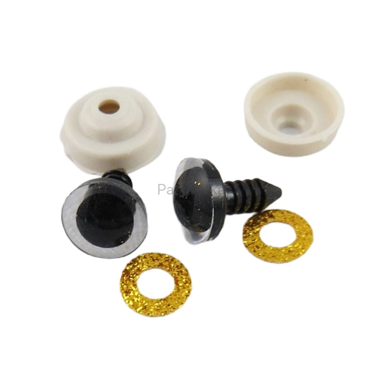 Bezpieczne Oczy brokatowe 12 mm złoty