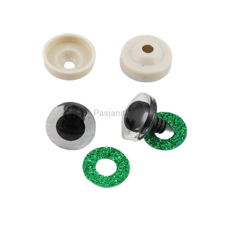 Bezpieczne Oczy brokatowe 12 mm zielone