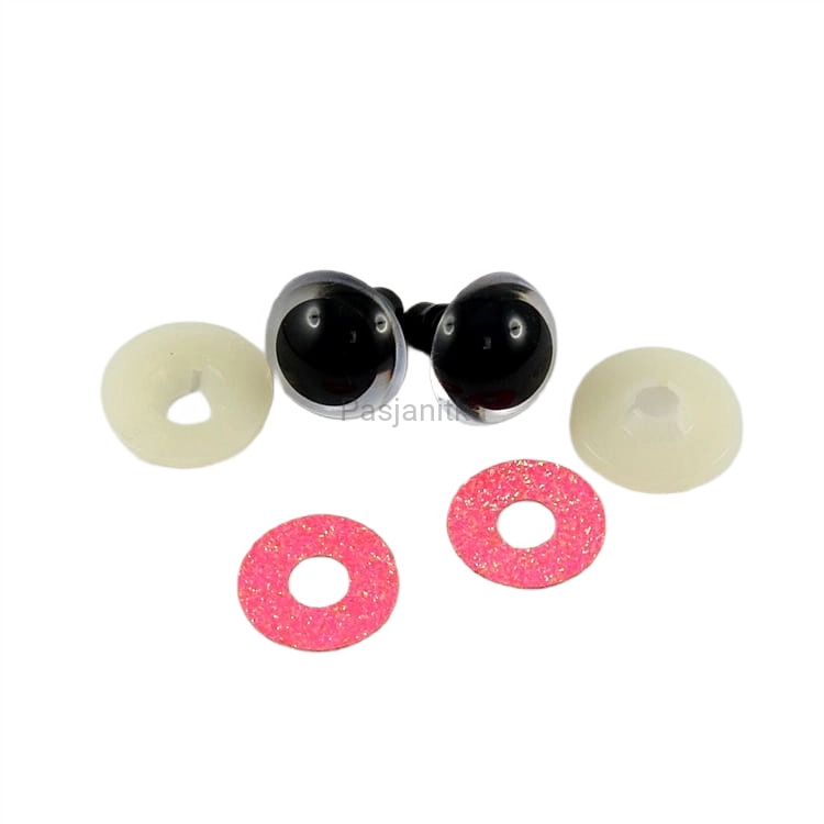Bezpieczne Oczy brokatowe 18 mm różowy