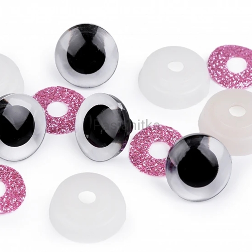 Bezpieczne Oczy brokatowe 20 mm różowe