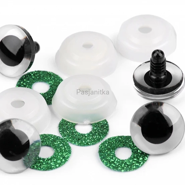 Bezpieczne Oczy brokatowe 20 mm zielone