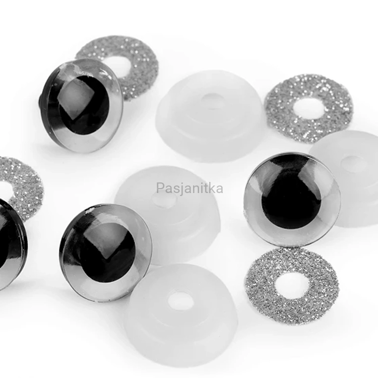 Bezpieczne Oczy brokatowe 20 mm srebrne