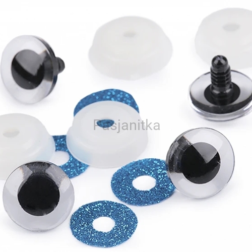 Bezpieczne Oczy brokatowe 20 mm niebieskie