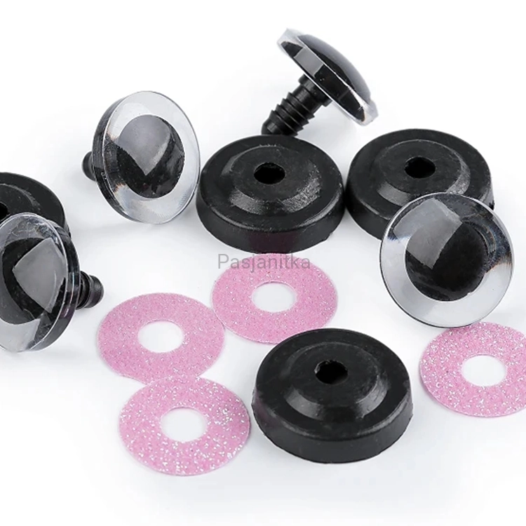 Bezpieczne Oczy brokatowe 20 mm jasny róż