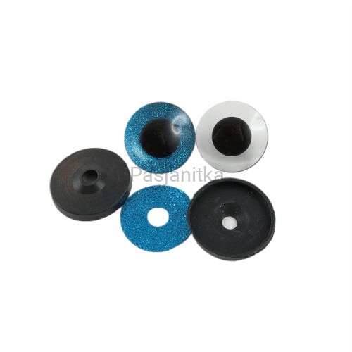 Bezpieczne Oczy brokatowe 40 mm niebieskie