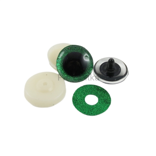 Bezpieczne Oczy brokatowe 40 mm zielone