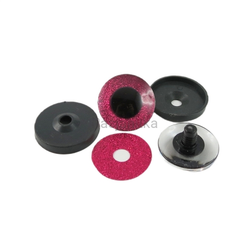 Bezpieczne Oczy brokatowe 40 mm różowe