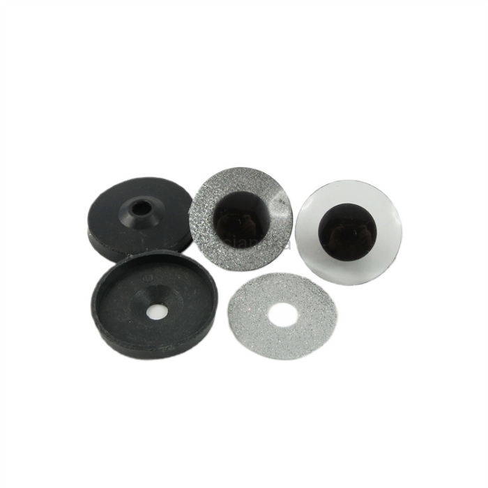 Bezpieczne Oczy brokatowe 40 mm srebrne
