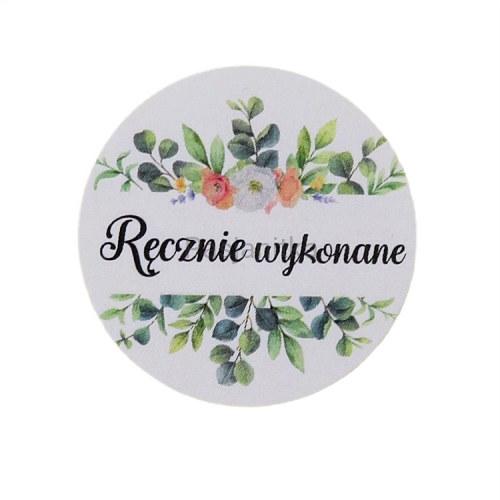Naklejka 007 / "Ręcznie wykonane" 3,7 cm / 2 szt