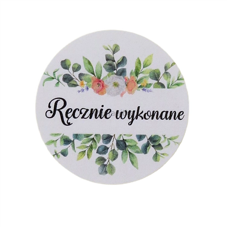 Naklejka 007 / "Ręcznie wykonane" 3,7 cm / 2 szt