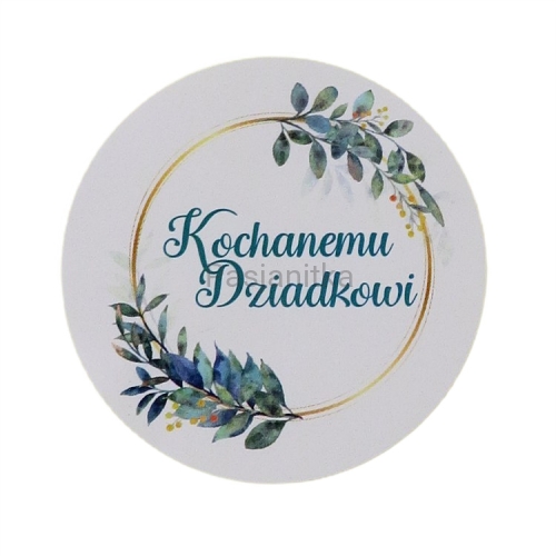 Naklejka 014 / "Kochanemu Dziadkowi" 5,5 cm / 2 szt