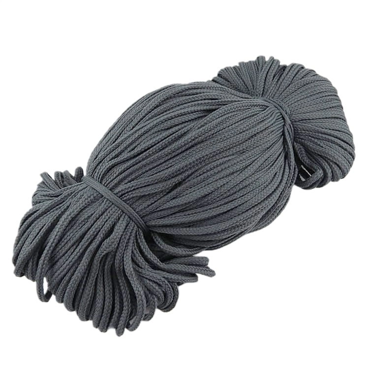 Sznurek poliestrowy 4 mm półpłaski / ciemny szary