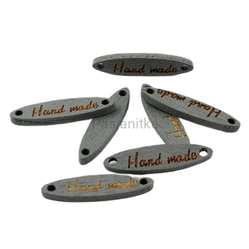 Guzik drewniany "Hand made" jajko 6 x 27 mm / szary