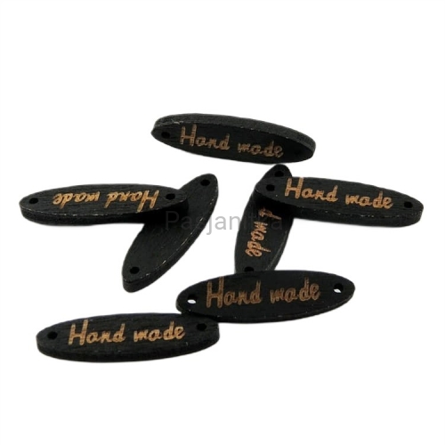 Guzik drewniany "Hand made" jajko 6 x 27 mm / czarny