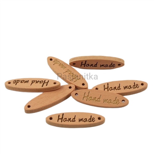 Guzik drewniany "Hand made" jajko 6 x 27 mm / cielisty