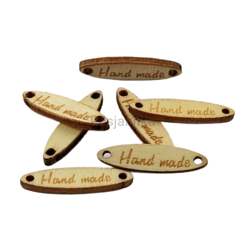 Guzik drewniany "Hand made" jajko 6 x 27 mm / naturalny