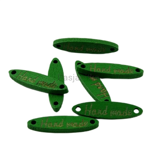 Guzik drewniany "Hand made" jajko 6 x 27 mm / zielony