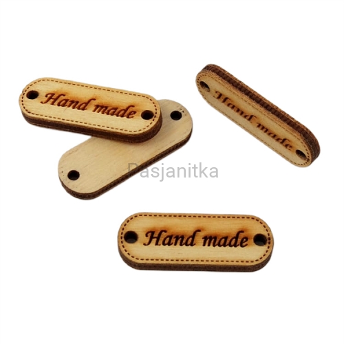 Guzik drewniany "Hand made" 3,2 cm x 1,2 cm