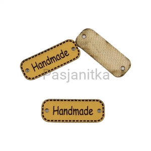 Metka ekoskóra "Handmade" / 3 cm x 1,1 cm / jasny