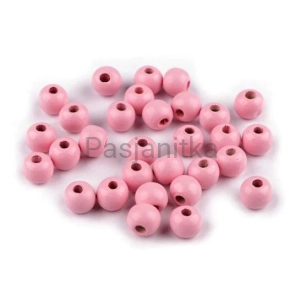 Drewniane koraliki 10 mm / jasny róż 20 g