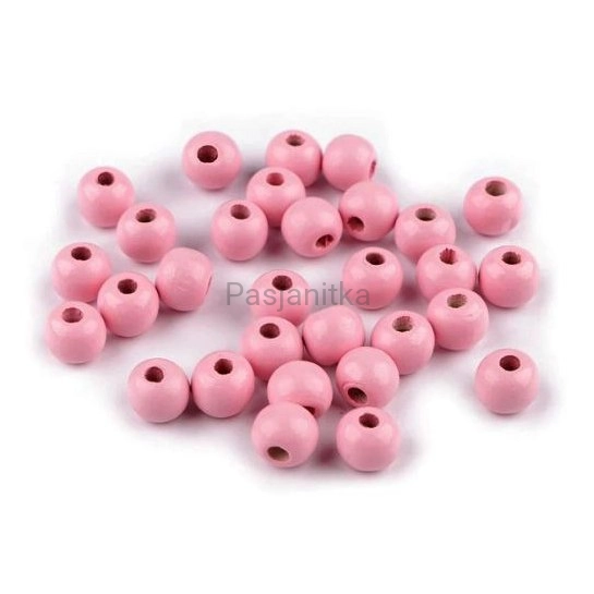 Drewniane koraliki 10 mm / jasny róż 20 g