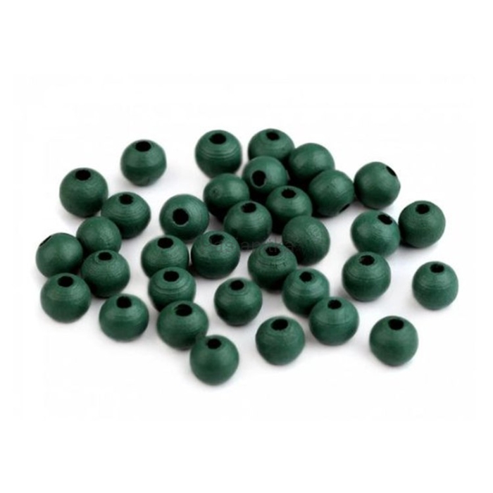Drewniane koraliki 8 mm / butelkowa zieleń 20 g