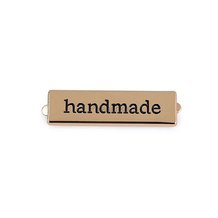 Metka metalowa "Handmade" 10 x 35 mm / złoty