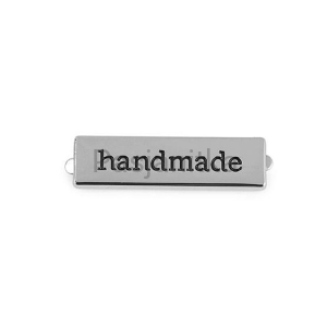 Metka metalowa "Handmade" 10 x 35 mm / srebrny