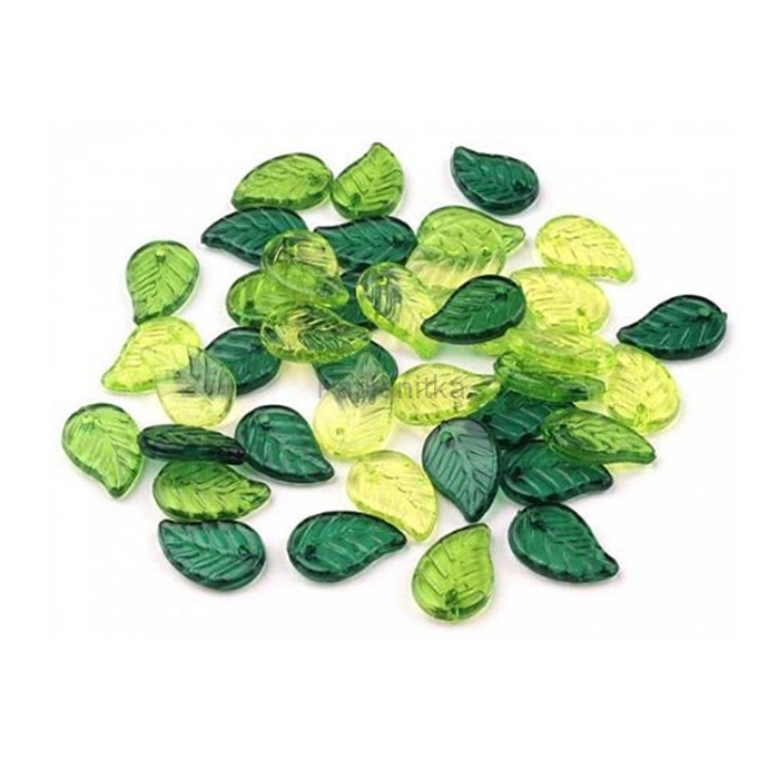 Koraliki plastikowe listki 9 x 14 mm / mix zielony 15 szt