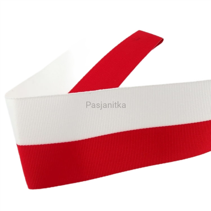 Taśma ryps Biało Czerwona / 6 cm / 1 metr