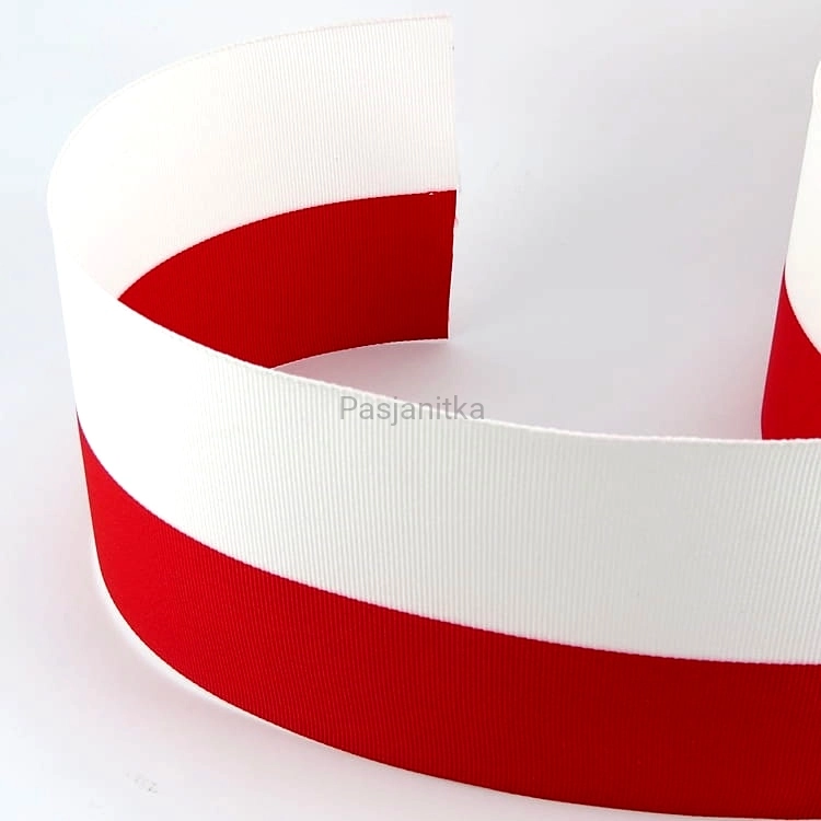 Taśma ryps Biało Czerwona / 10 cm / 1 metr