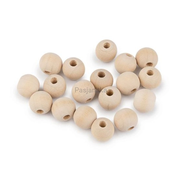 Drewniane koraliki 14 mm naturalne / komp. 10 szt