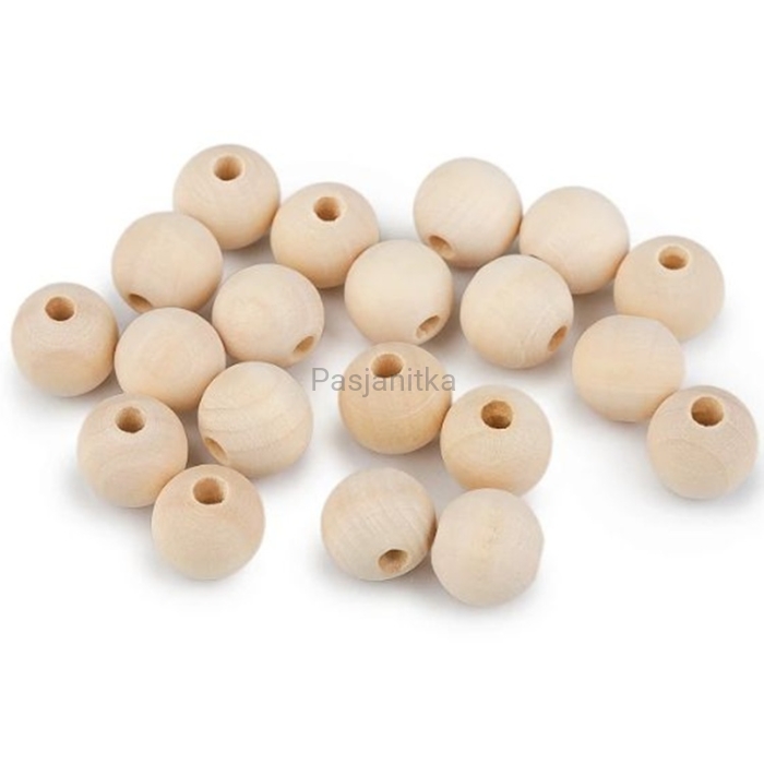 Drewniane koraliki 16 mm naturalne / komp. 10 szt