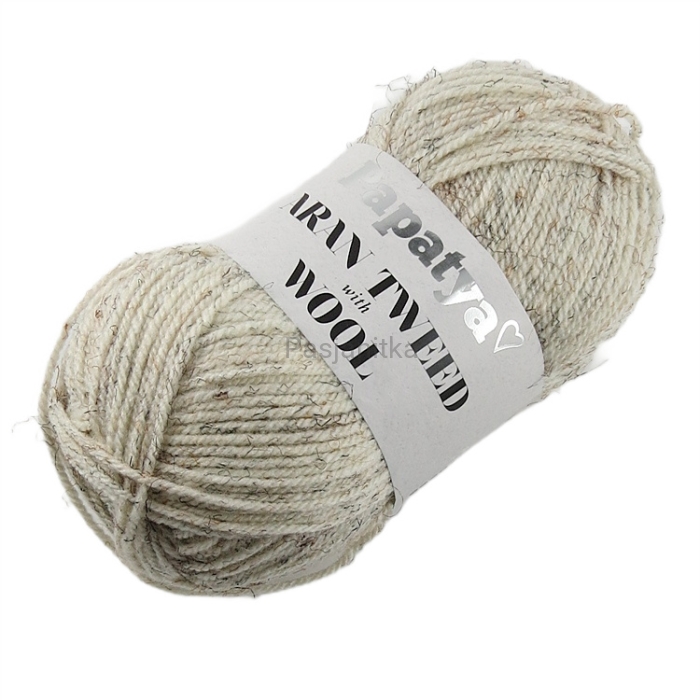 Aran Tweed Wool 1700 lniana biel