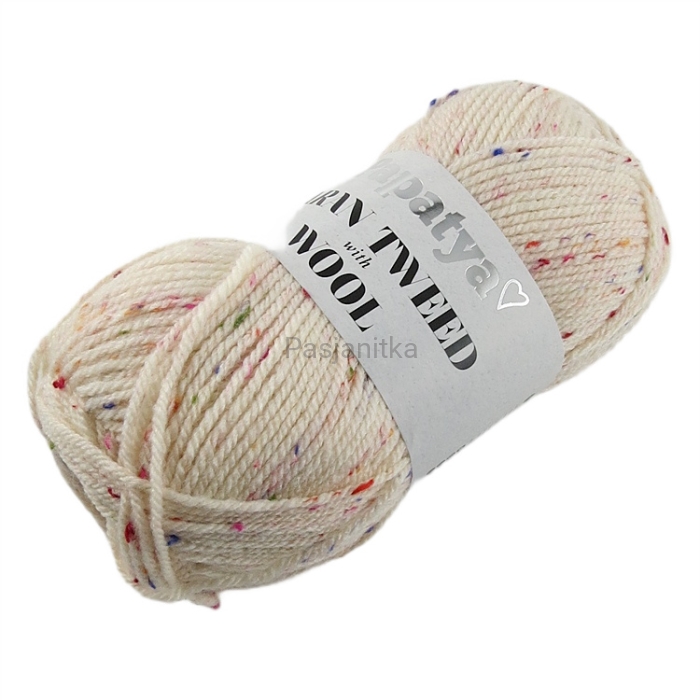 Włóczka Aran Wool Twed Papatya / 1800 kremowa biel