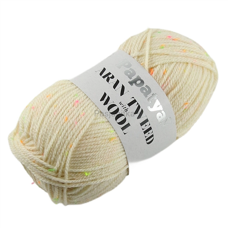 Włóczka Aran Wool Twed Papatya / 1900 waniliowa biel